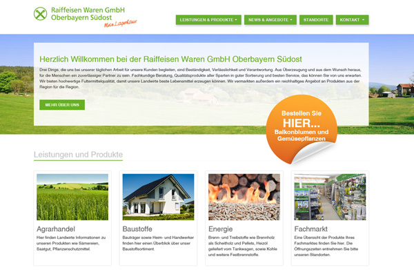 Internetseite für Raiffeisen Warenmärkte - Webdesign